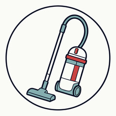 Simple Black and White Vacuum Cleaner Illustration