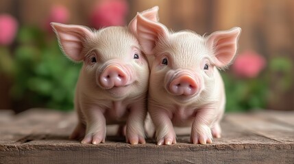 Two cute little pigs 