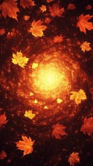 Autumn Leaves Swirling in a Fiery Vortex