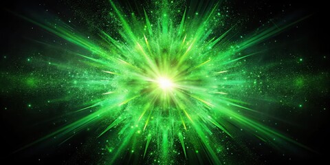 Naklejka premium Green explosion on dark canvas, starburst, explosion, starburst, explosion, glowing stars