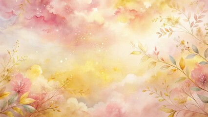 Fototapeta premium Pastel Watercolor Sky with Delicate Floral Elements and Soft Hues Perfect for Design Projects and Creative Applications