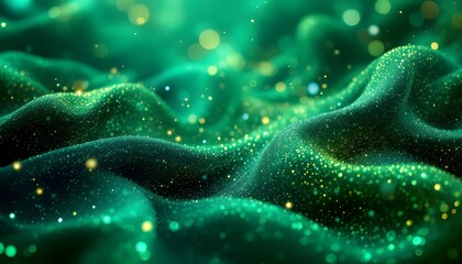Emerald Green Glitter Wave Abstract Background Image