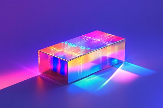 Colorful Prism Producing Light Reflections on a Purple Background