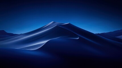 Serene Nighttime Desert Landscape with Flowing Sand Dunes Under a Starry Sky at Dusk