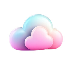 colorful, glossy cloud icon with gradient of blue and pink hues, representing whimsical and modern design