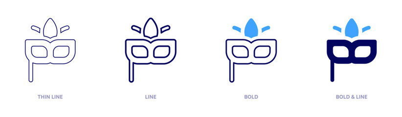 Carnival mask design icon in 4 different styles. Thin Line, Line, Bold, and Bold Line. Duotone style. Editable stroke