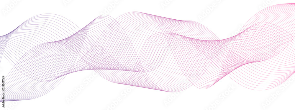 Poster Abstract Multicolor gradient wave lines vector background, twisted curve lines . Visual music wave frequencies rhythm. Wave melody lines on white background. 