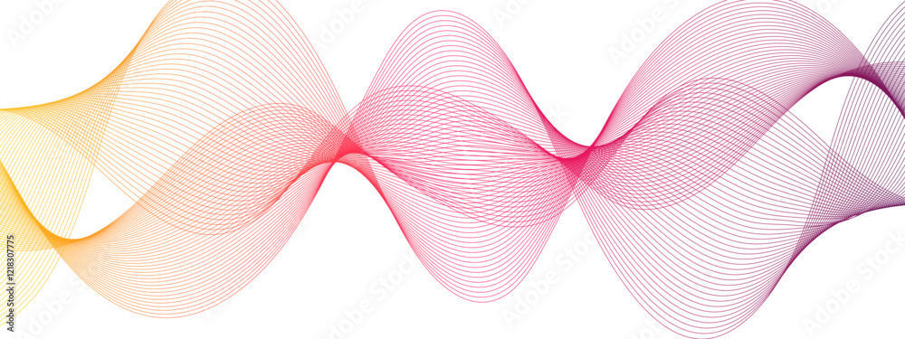 Aufkleber Abstract Multicolor gradient wave lines vector background, twisted curve lines . Visual music wave frequencies rhythm. Wave melody lines on white background. 