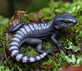 Striped Plated Lizard Rainforest Habitat Wildlife Photography Nature Reptile.