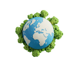 Earth Model Surrounded by Green Foliage