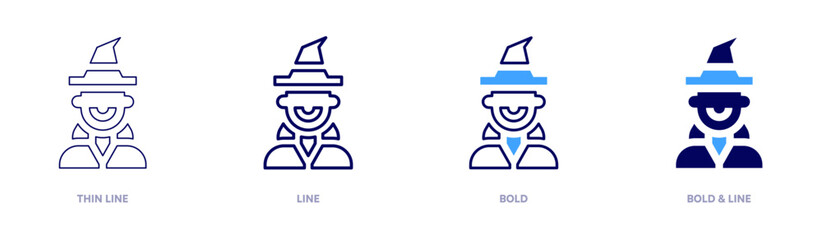 Costume witch hat party icon in 4 different styles. Thin Line, Line, Bold, and Bold Line. Duotone style. Editable stroke