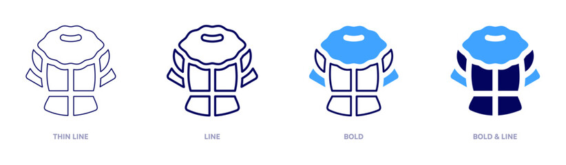 Dress icon in 4 different styles. Thin Line, Line, Bold, and Bold Line. Duotone style. Editable stroke