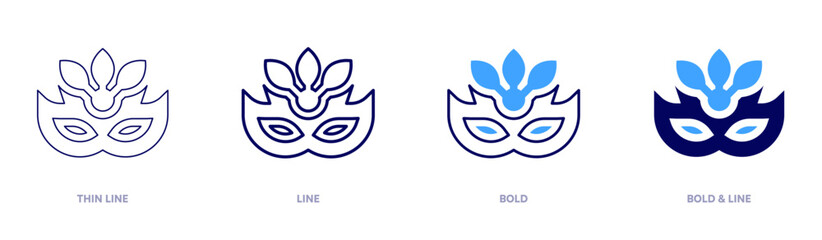 Easy carnival mask icon in 4 different styles. Thin Line, Line, Bold, and Bold Line. Duotone style. Editable stroke