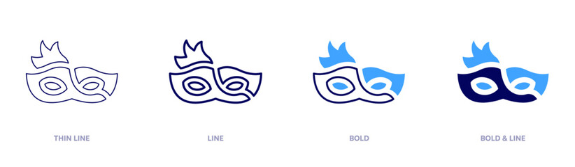 Floral carnival mask design icon in 4 different styles. Thin Line, Line, Bold, and Bold Line. Duotone style. Editable stroke