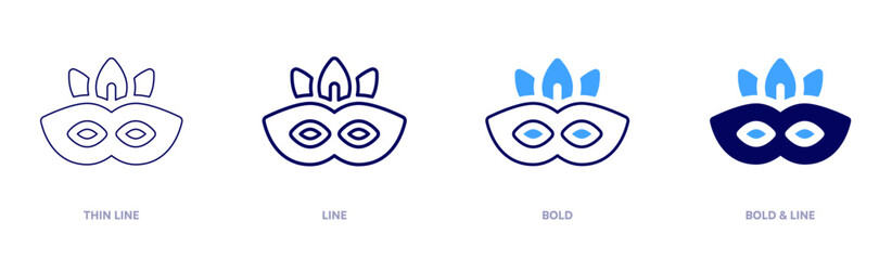 Leather carnival mask icon in 4 different styles. Thin Line, Line, Bold, and Bold Line. Duotone style. Editable stroke