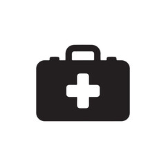First aid kit icon. Black First aid kit icon on white background. Vector illustration
