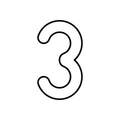 Fototapeta premium Number 3 icon isolated on a white background. Vector illustration.