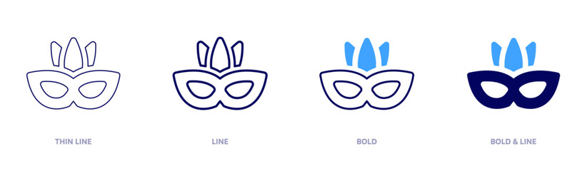 Silk carnival mask icon in 4 different styles. Thin Line, Line, Bold, and Bold Line. Duotone style. Editable stroke