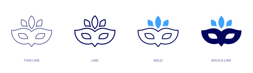 Venetian carnival mask icon in 4 different styles. Thin Line, Line, Bold, and Bold Line. Duotone style. Editable stroke