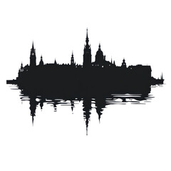 Naklejka premium Budapest Parliament Silhouette Night Reflection