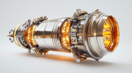 Obraz premium Futuristic Jet Engine 3d Render Glowing Turbine Design