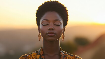 Mindful Reflection: Close-Up Portrait of a Meditating Woman