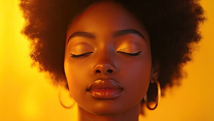 Serene Sunset Meditation: Close-Up of a Peaceful Woman