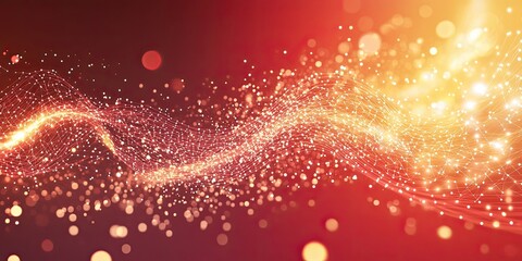 Modern Red Abstract Background with Connected Particles