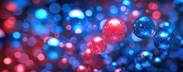 Abstract Space-Like Stars with Red and Blue Glittering Particles