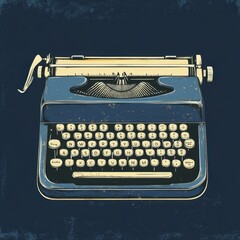 Vintage Typewriter Illustration Depicting Retro Writing Machine