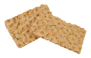 Two rye crispbread portions isolated on a white background