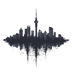 Obraz premium Auckland Skyline Night Cityscape Reflection Art,