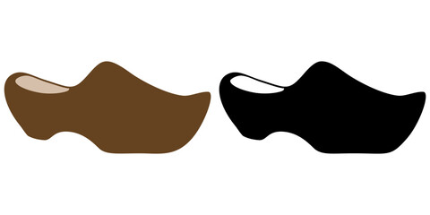 Wooden Clog in colors and silhouette SVG Icons 