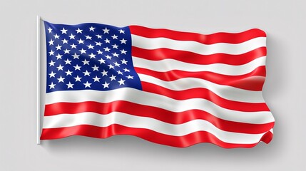 Fototapeta premium United states of america waving flag on gray background