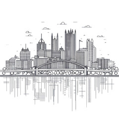 Obraz premium Pittsburgh Cityscape Skyline Night View Artistic Render,