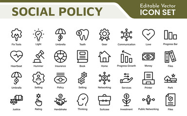 Outline icons about ESOP employee stock ownership plan. Contains such icons as company, win-win, scheme and benefits.