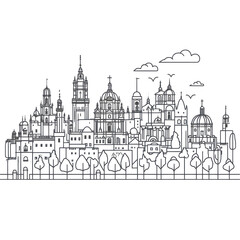 Naklejka premium Santiago de Compostela Skyline Cityscape Architecture Spain Travel Europe