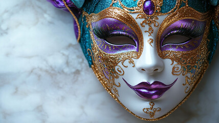 Carnival mask. The Queen of Mardi Gras. The Mardi Gras mask.