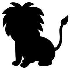 Male lion black silhouette icon vector, sitting lion icon vector, isolated on white background
