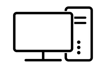 シンプルなデスクトップパソコンのモノクロアイコン