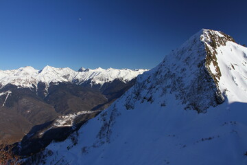 Winter mountain landscape. Beautiful view from Peak 2200.