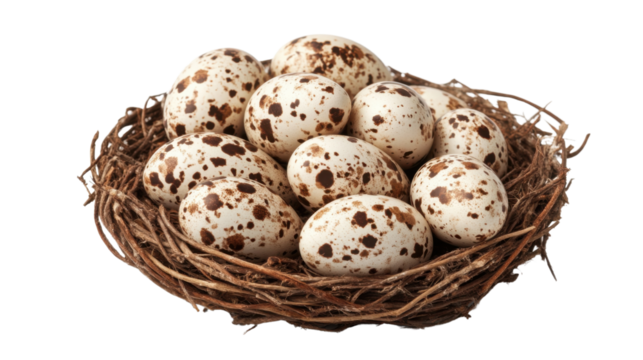 Bird's nest with eggs on transparent background - Powered by Adobe