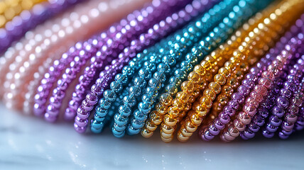 Carnival beads. Beads for Carnivals. Mardi Gras Beads and bracelets.