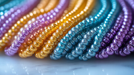 Carnival beads. Beads for Carnivals. Mardi Gras Beads and bracelets.