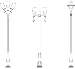 vector illustration design image of classic vintage ethnic old city park lamp that provides lighting