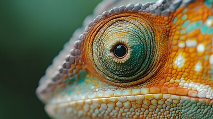 Fototapeta premium Close-up of Colorful Lizard Eye with Intricate Patterns and Textures