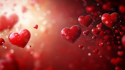 Obraz premium Red hearts floating on a valentine's day background