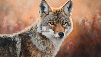Obraz premium Coyote portrait in the warm light