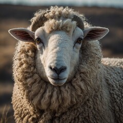 A sheep gazing peacefully into the distance.