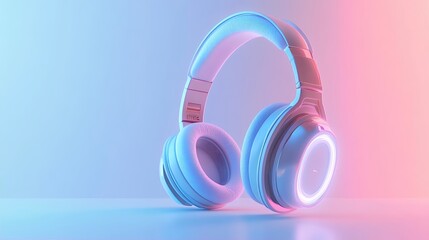 Stylish Neon Light Headphones Music Audio Gaming